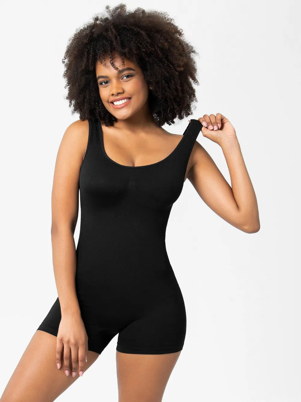Scoop Neck Wide Strap Shaping Romper - Ladyez