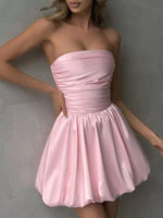 Strapless Ruched Mini Bubble Dress