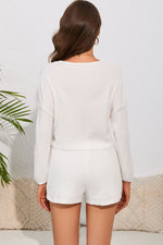 Round Neck Dropped Shoulder Top and Shorts Lounge Set - Ladyez