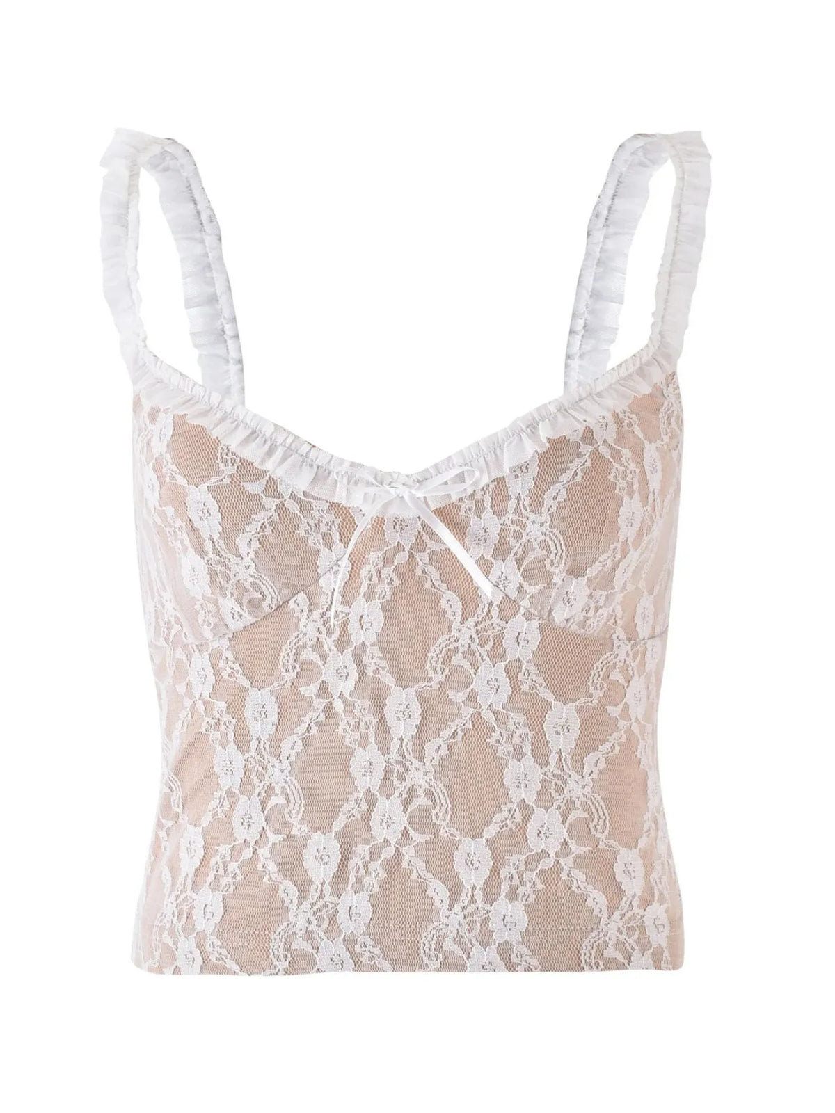 Lace Cami Top with Frill Straps - Ladyez