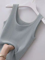 Plus Size Ribbed Knit Scoop Neck Tank Top