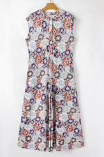 Floral Sleeveless Button Front Wide Leg Jumpsuit