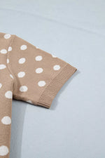 Polka Dot Short Sleeve Button Down Sweater Cardigan
