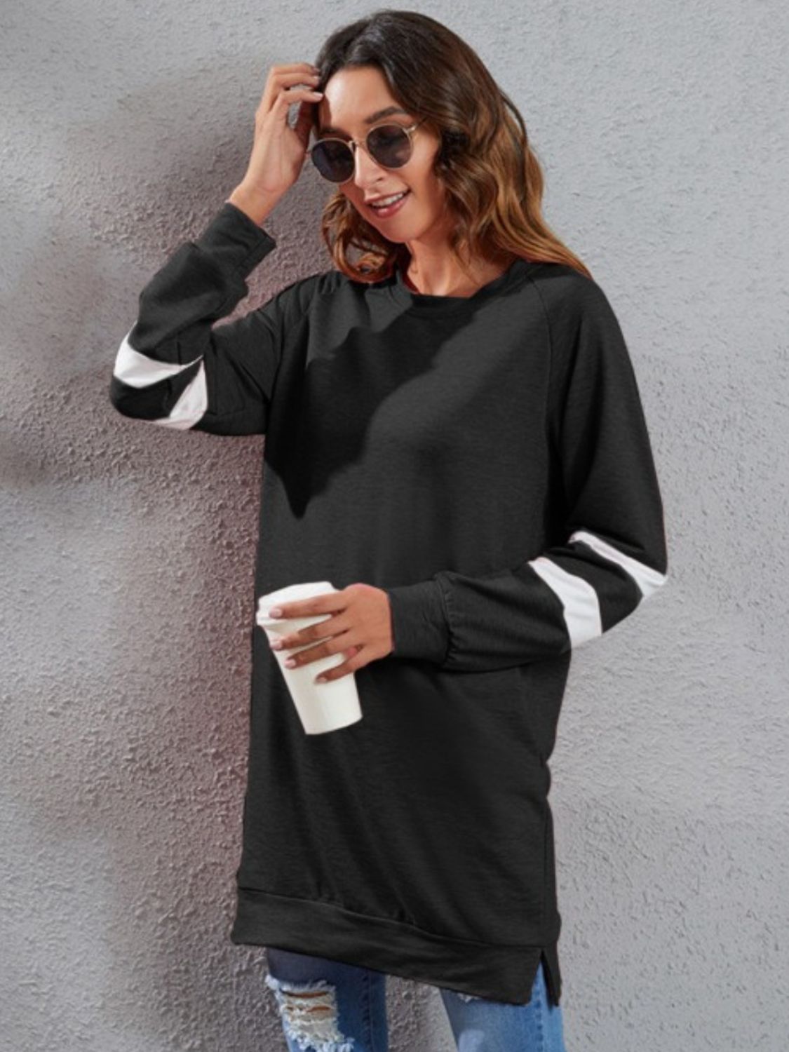Full Size Striped Round Neck Long Sleeve T-Shirt - Ladyez