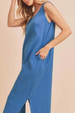 Aemi + Co Round Neck Midi Tank Dress with Pockets
