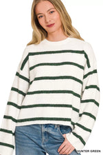 Zenana Wool Blend Striped Sweater