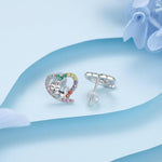 925 Sterling Silver Zircon Heart Stud Earrings