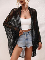 Openwork Open Front Longline Cover Up - Ladyez