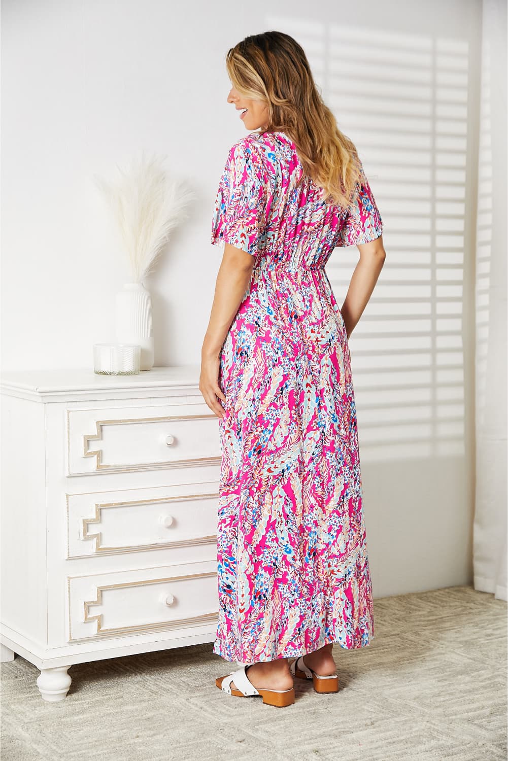 Double Take Multicolored V-Neck Maxi Dress - Ladyez