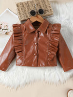 Children's Ruffled Faux Leather Top and Skirt Set