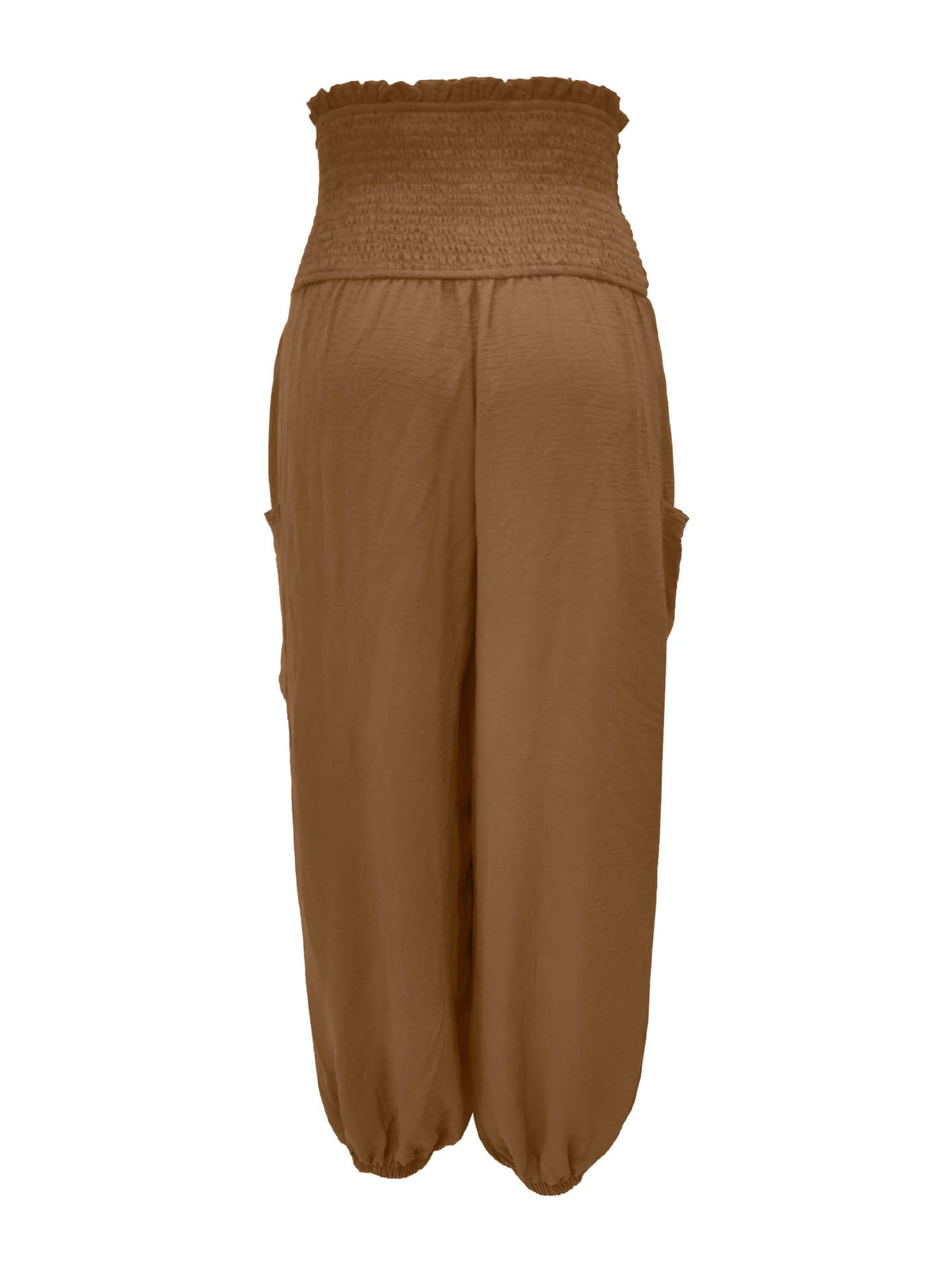 Full Size Smocked Waist Harem Pants with Pockets Plus Size