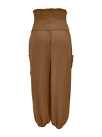 Full Size Smocked Waist Harem Pants with Pockets Plus Size