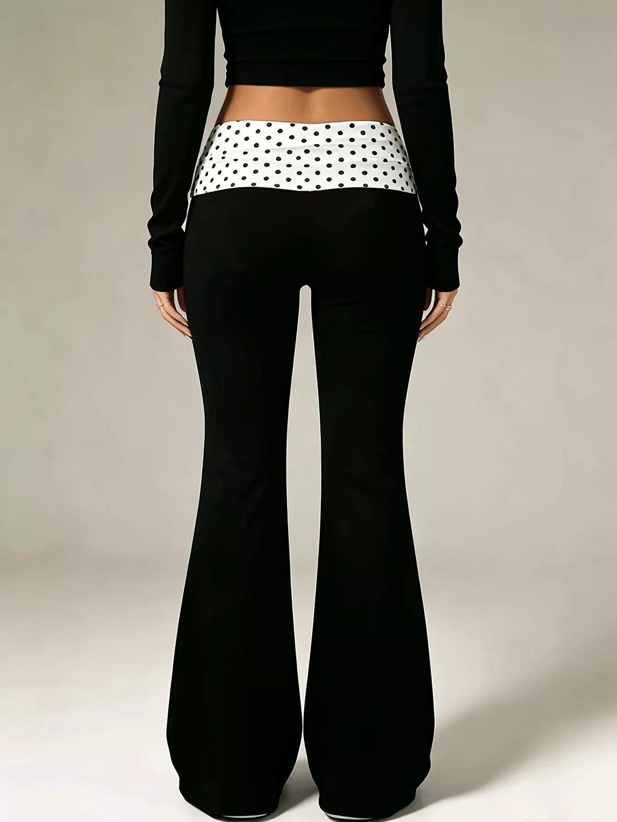 High-Waisted Polka Dot Flare Pants