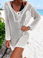 Openwork Tie Neck Cover-Up - Ladyez