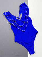 Ruffled Crisscross Backless One-Piece Swimsuit - Ladyez
