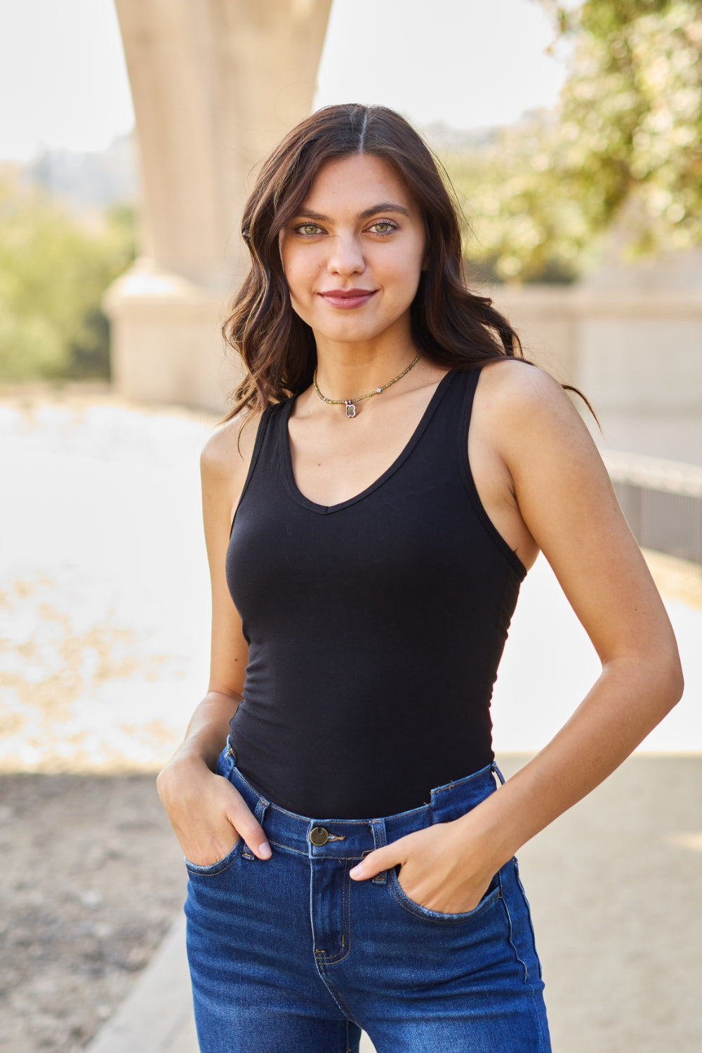 Zenana Racerback Tank Bodysuit - Ladyez