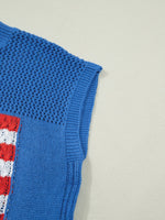 Flag Graphic Short Sleeve Sweater Top