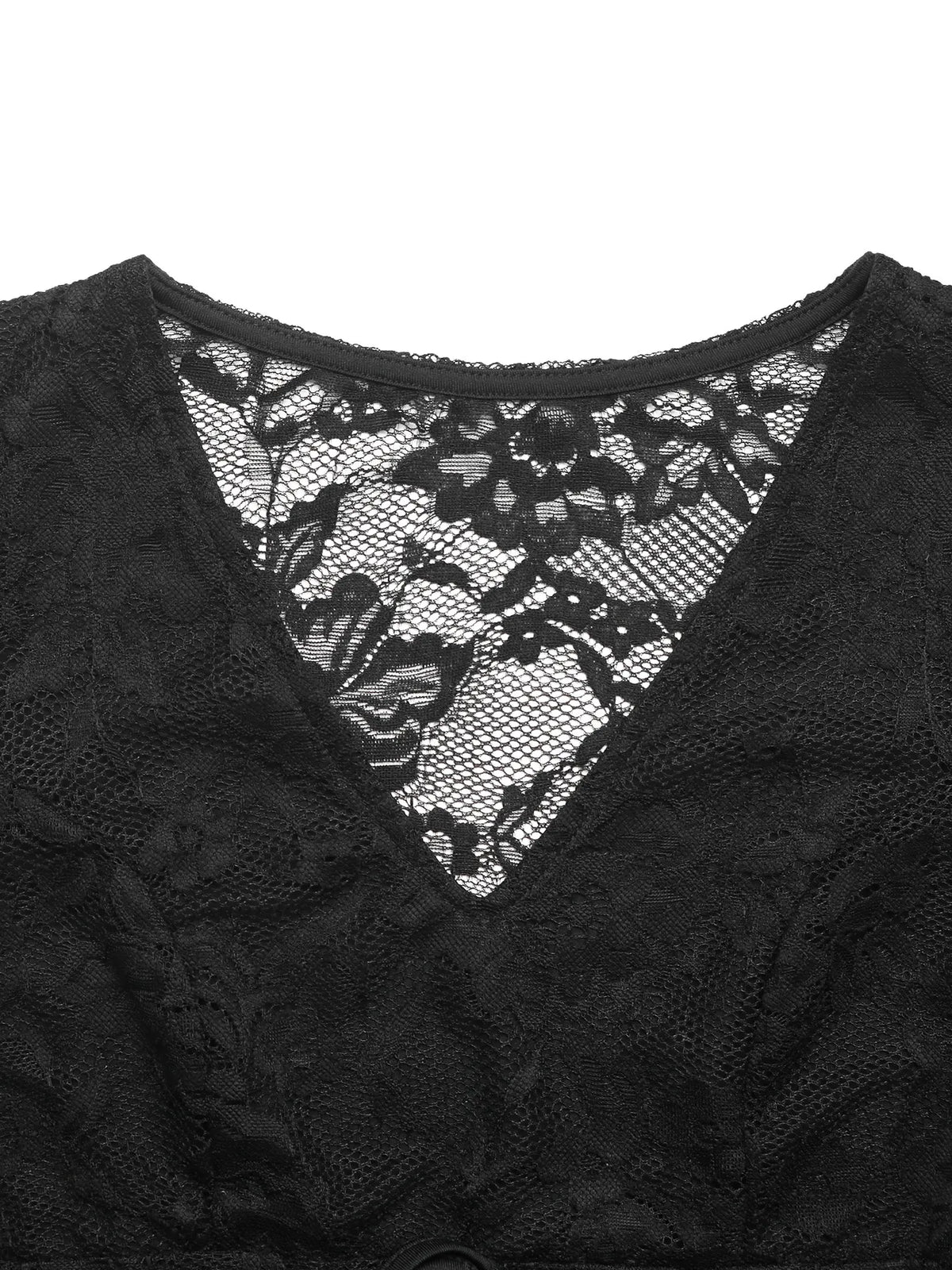 Lace Long Sleeve V-Neck Bodysuit - Ladyez