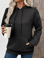 Textured Floral Quilted Hoodie