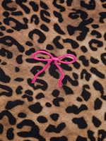 Leopard Print Contrast Trim Long Sleeve Top and Pants Set