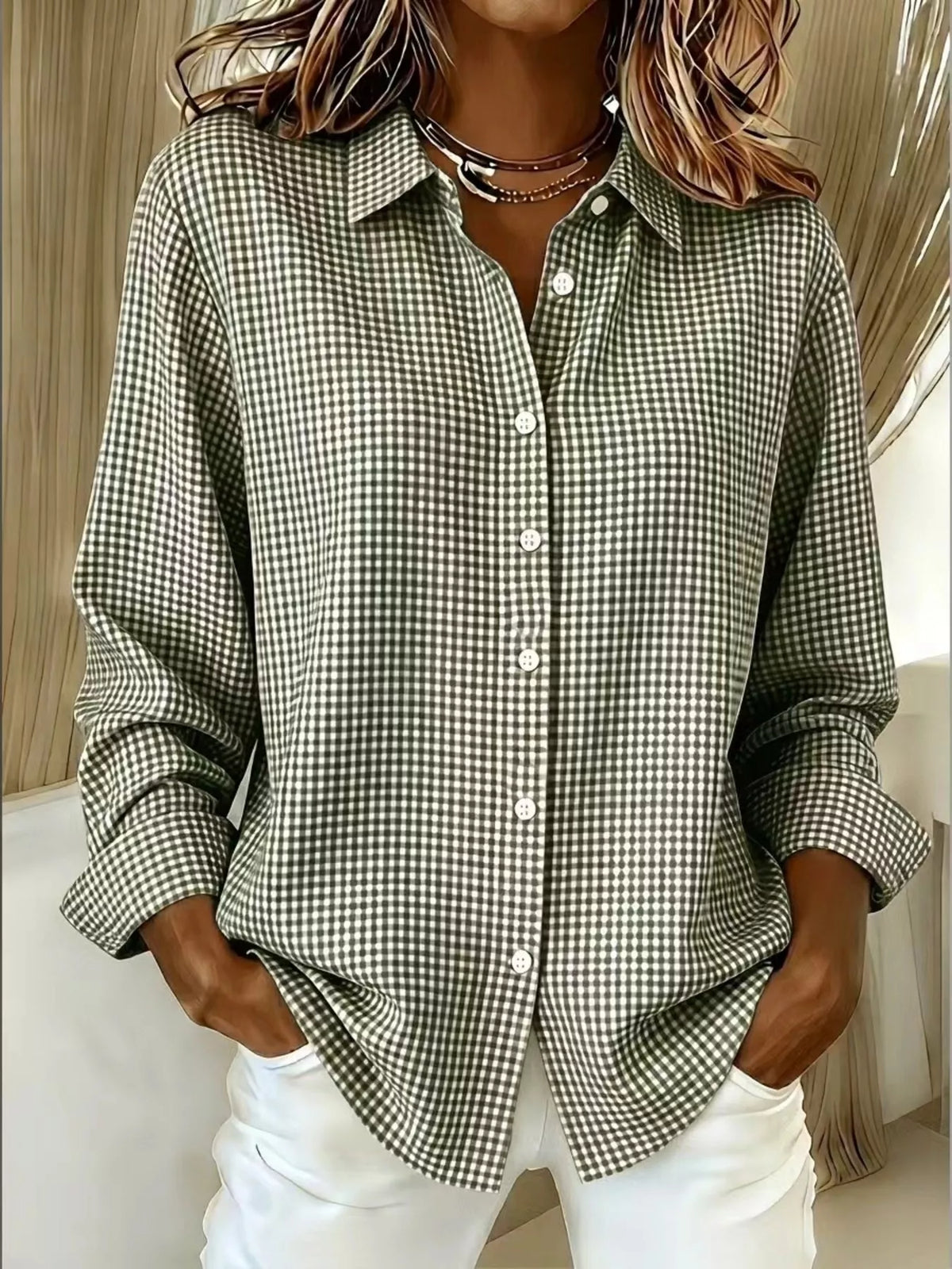 Full Size Plaid Button Up Long Sleeve Shirt Plus Size