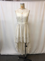 Full Size Lace Trim High-Low Dress Plus Size