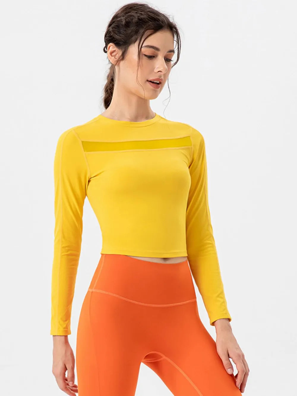 Round Neck Long Sleeve Active T-Shirt - Ladyez
