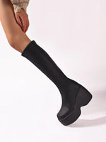Round Toe Platform Boots - Ladyez