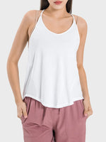 Millennia Slit Spaghetti Strap Scoop Neck Active Cami - Ladyez