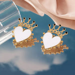 Crown Heart Stud Earrings