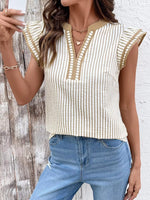 Striped Ruffle Sleeve Blouse
