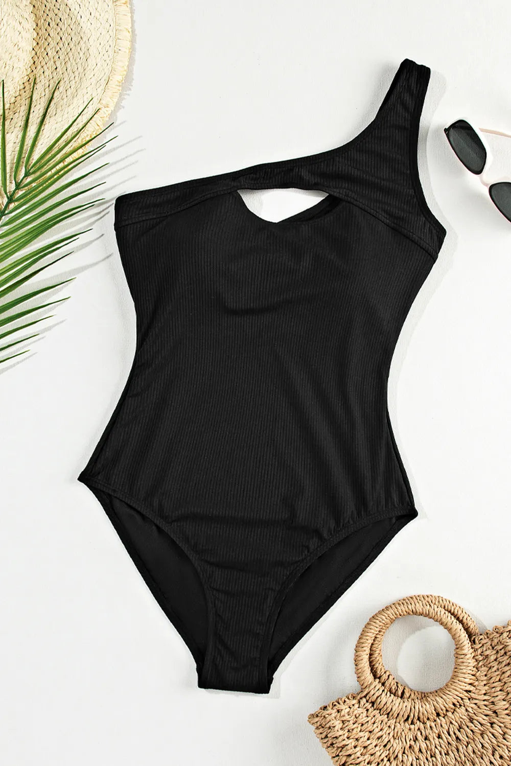 Cutout One Shoulder Sleeveless One-Piece Swimwear - Ladyez