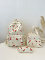 3-Piece Strawberry Print Canvas Bag Set - Ladyez