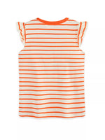 Children's Striped Fruit Print Ruffle Sleeve Tee