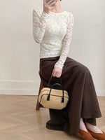 Lace Round Neck Long Sleeve Top