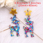 Acrylic Christmas Reindeer Dangle Earrings