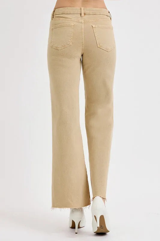 RISEN Full Size Raw Hem Wide Leg Jeans Plus Size - Ladyez