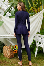 Mock Neck Long Sleeve One-Piece Swimwear - Ladyez