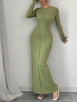 Exposed Seam Long Sleeve Maxi Dress