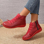 Lace-Up Faux Leather Ankle Boots