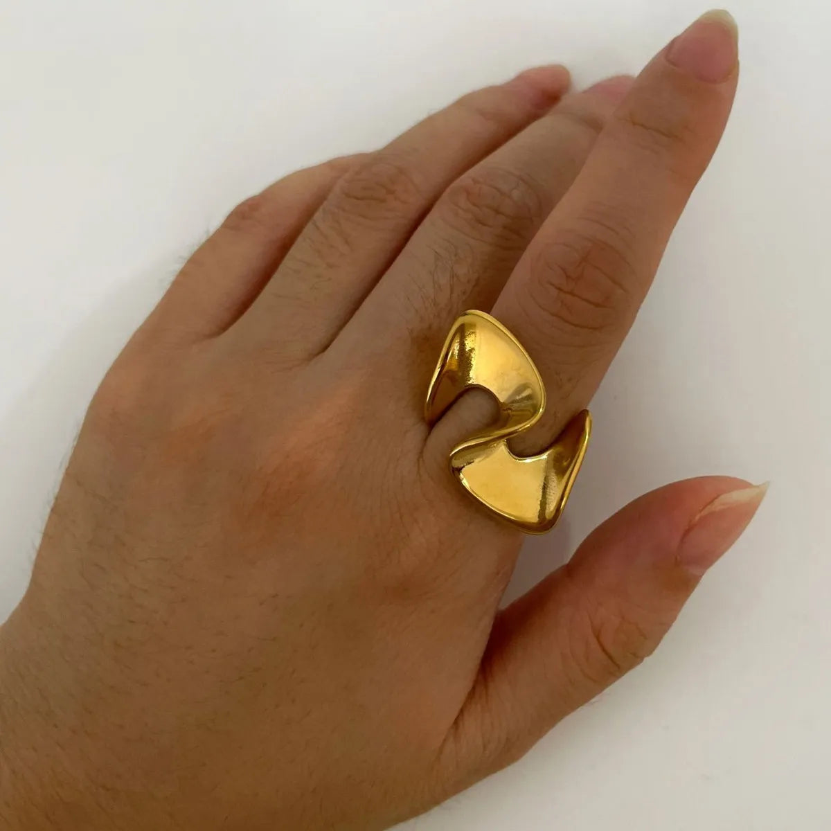 18K Gold-Plated Abstract Wave Ring - Ladyez