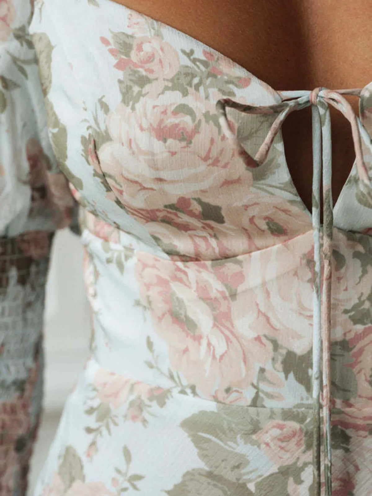 Floral Print Sweetheart Neck Mini Dress