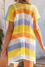 Slit Color Block V-Neck Cover-Up - Ladyez
