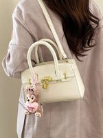 Lock Detail Top Handle Crossbody Bag