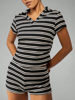 Striped Knit Short Sleeve Top & Shorts Set