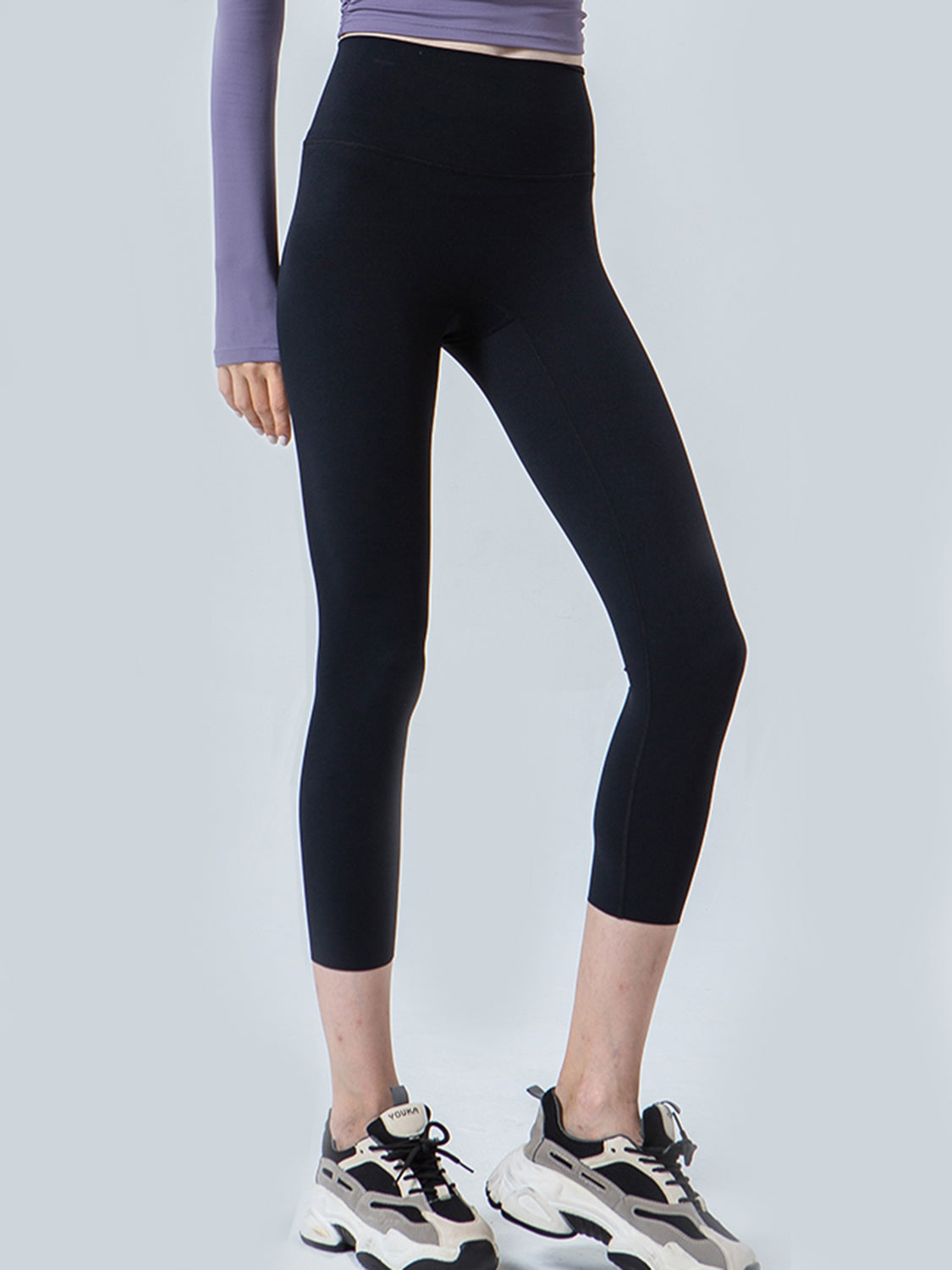 Wide Waistband Cropped Sports Leggings - Ladyez