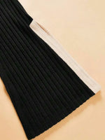 Contrast Round Neck Long Sleeve Top and Bootcut Pants Set