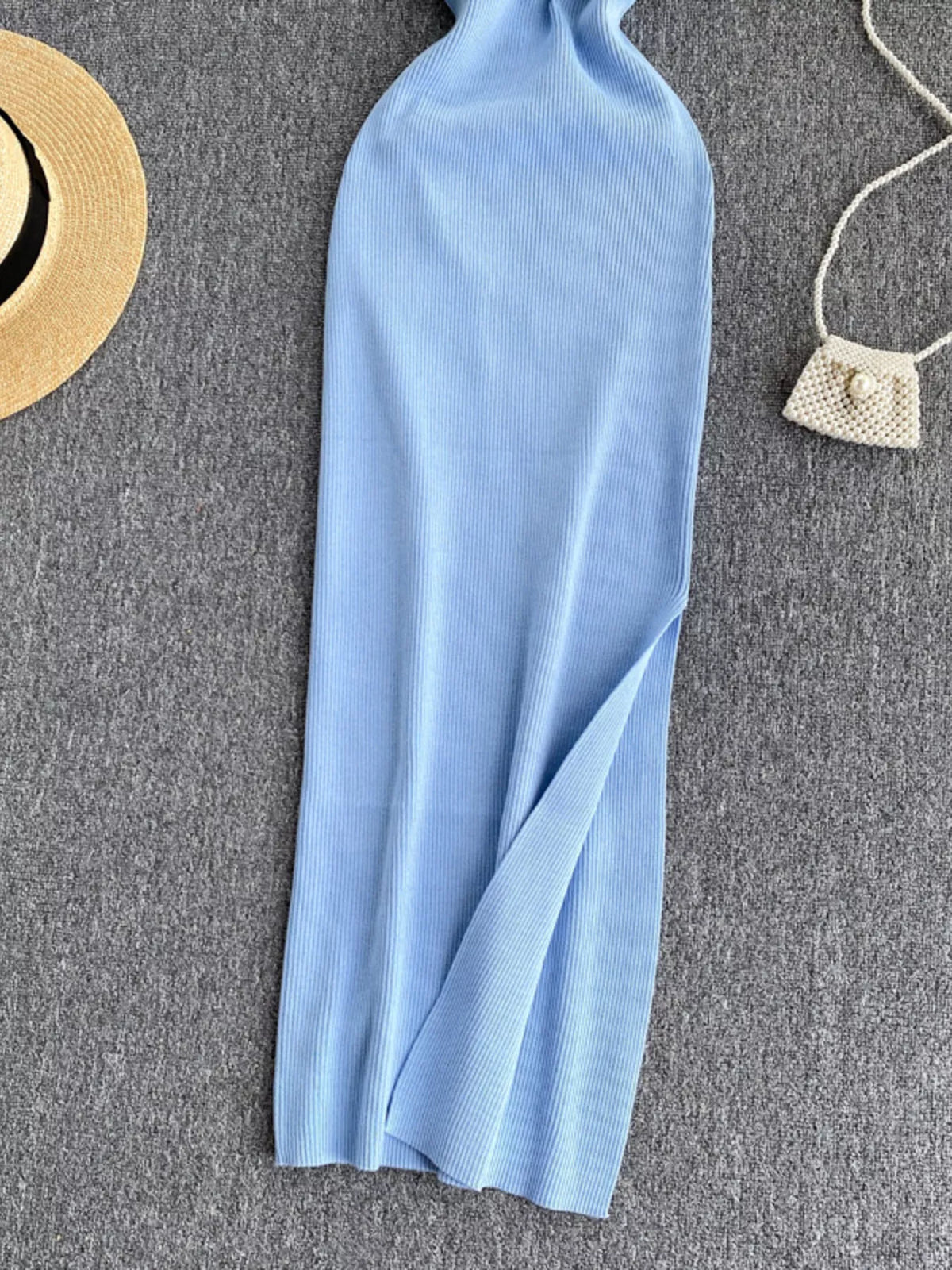 Knot Back Sleeveless Knit Bodycon Midi Dres