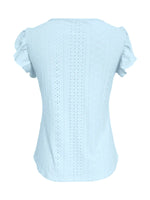 Eyelet Button-Front Flutter Sleeve Top - Ladyez