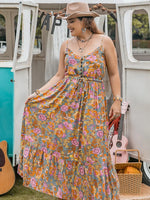 Drawstring Ruffle Hem Maxi Dress - Ladyez